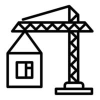 icono de grúa de construcción, estilo de esquema vector