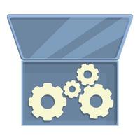 Gear laptop repair icon, cartoon style vector