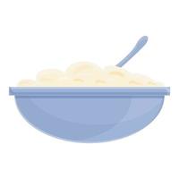 White cheese bowl icon, cartoon style vector