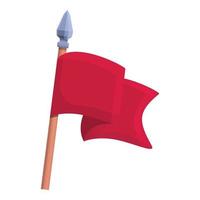 Red medieval flag icon cartoon vector. Royal knight flag vector