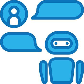chatbot message ai artificial intelligence - blue icon vector