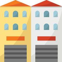 shophouse twin house building - flat icon vector