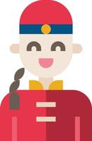 man chinese avatar smile ghost - flat icon vector