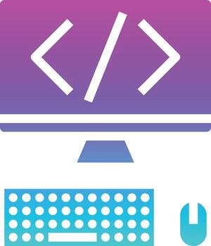 codificación computadora teclado ratón creativo - icono de gradiente sólido vector