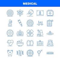 los iconos de línea médica establecidos para el kit de uxui móvil de infografía y el diseño de impresión incluyen el escáner médico del hospital, la estadística, la piedra, el spa, la máscara de salud, el vector eps 10