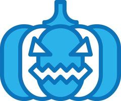 pumpkin head lighting decoration halloween - blue icon vector