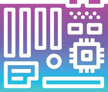 Accesorio de computadora con ranuras para cpu de la placa base - icono sólido degradado vector