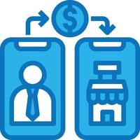 money transfer mobile shopping money banking - blue icon vector