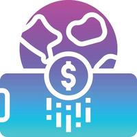 digital money mobile payment cash banking - solid gradient icon vector