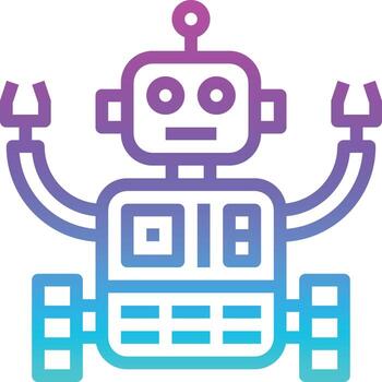 robot machine ai artificial intelligence - gradient icon vector