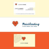 Beautiful Heart beat Logo and business card vertical Design Vector