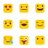 conjunto de vectores de diseño de emojis cuadrados amarillos