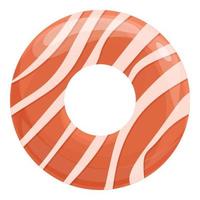 Round donut icon cartoon vector. Sugar cake vector