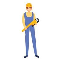 Builder wrench icon, cartoon style vector