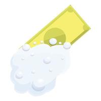 Foam anti-money laundry icon, cartoon style vector