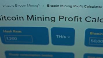 Cryptocurrency mining on a computer screen. The algorithm of the computer program on the monitor. Execution of the program code for the mining program. Pop-up lines of a computer program. video