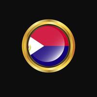 SaintMartin flag Golden button vector
