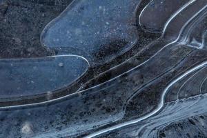 Closeup of frozen puddle surface photo