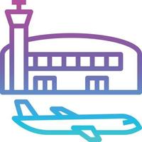 airport airplane station runway building - gradient icon vector