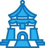 chiang kai shek memorial hall taipei taiwan landmark - blue icon vector