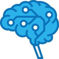 brain circuit ai artificial intelligence - blue icon vector