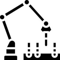 laboratory test robot arm ai - solid icon vector