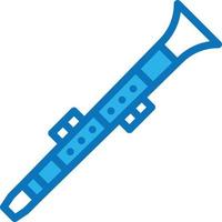 Instrumento musical de música de clarinete - icono azul vector