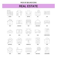 conjunto de iconos de línea de bienes raíces 25 estilo de contorno discontinuo vector