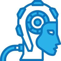 android robot ai artificial intelligence - blue icon vector