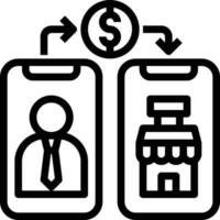 money transfer mobile shopping money banking - outline icon vector