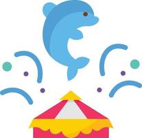 circus show dolphin splash entertainment - flat icon vector