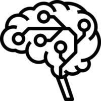brain circuit ai artificial intelligence - outline icon vector