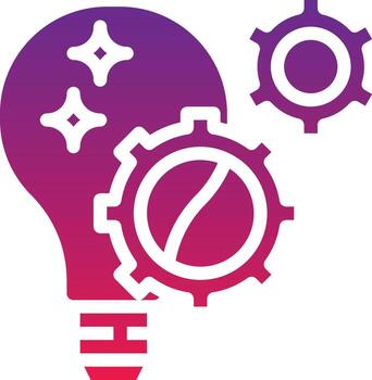 setting lightbulb gear edit creative - solid gradient icon vector