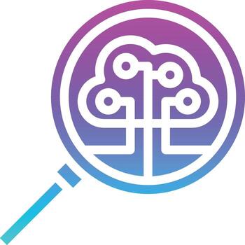 algoritmo de búsqueda ai inteligencia artificial - icono de gradiente sólido vector