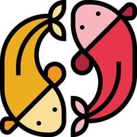 fish swim zodiac china animal - filled outline icon vector