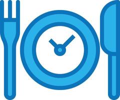 waiting cutlery time clock delivery - blue icon vector