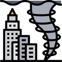 tornados strom disaster town - filled outline icon vector