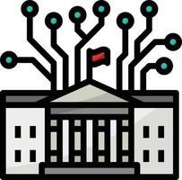 government building ai artificial intelligence - filled outline icon vector