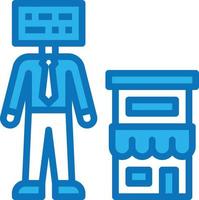 tienda de negocios ai inteligencia artificial - icono azul vector
