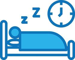 hora de dormir cama dieta nutrición - icono azul vector