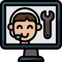 soporte técnico call center technicial seo - icono de contorno lleno vector