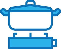 pot boil gas hot kitchen - blue icon vector