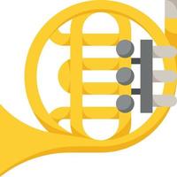 french horn music musical instrument - flat icon vector