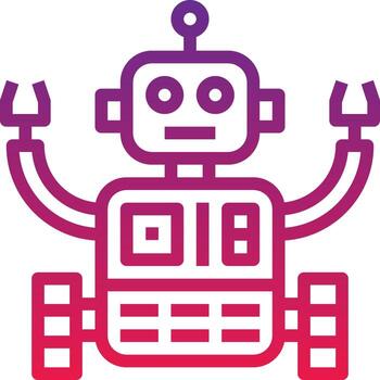 robot machine ai artificial intelligence - gradient icon vector