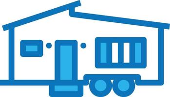 mobile house home movable wheel building - blue icon vector