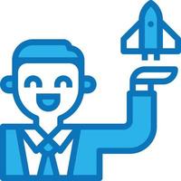 startup business luanch investment businessman - blue icon vector