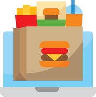 laptop bag fast food delivery - flat icon vector