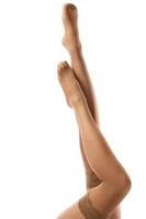 Female legs in nude stockings photo