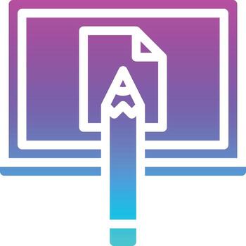 e learning draw computer art multimedia - gradient solid icon vector