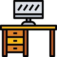 table computer station desk accessory - filled outline icon vector